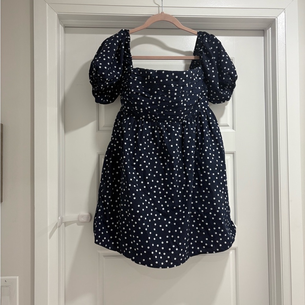 Never Worn! Abercrombie and Fitch Navy Polka Dot Mini Dress with Attached Shorts